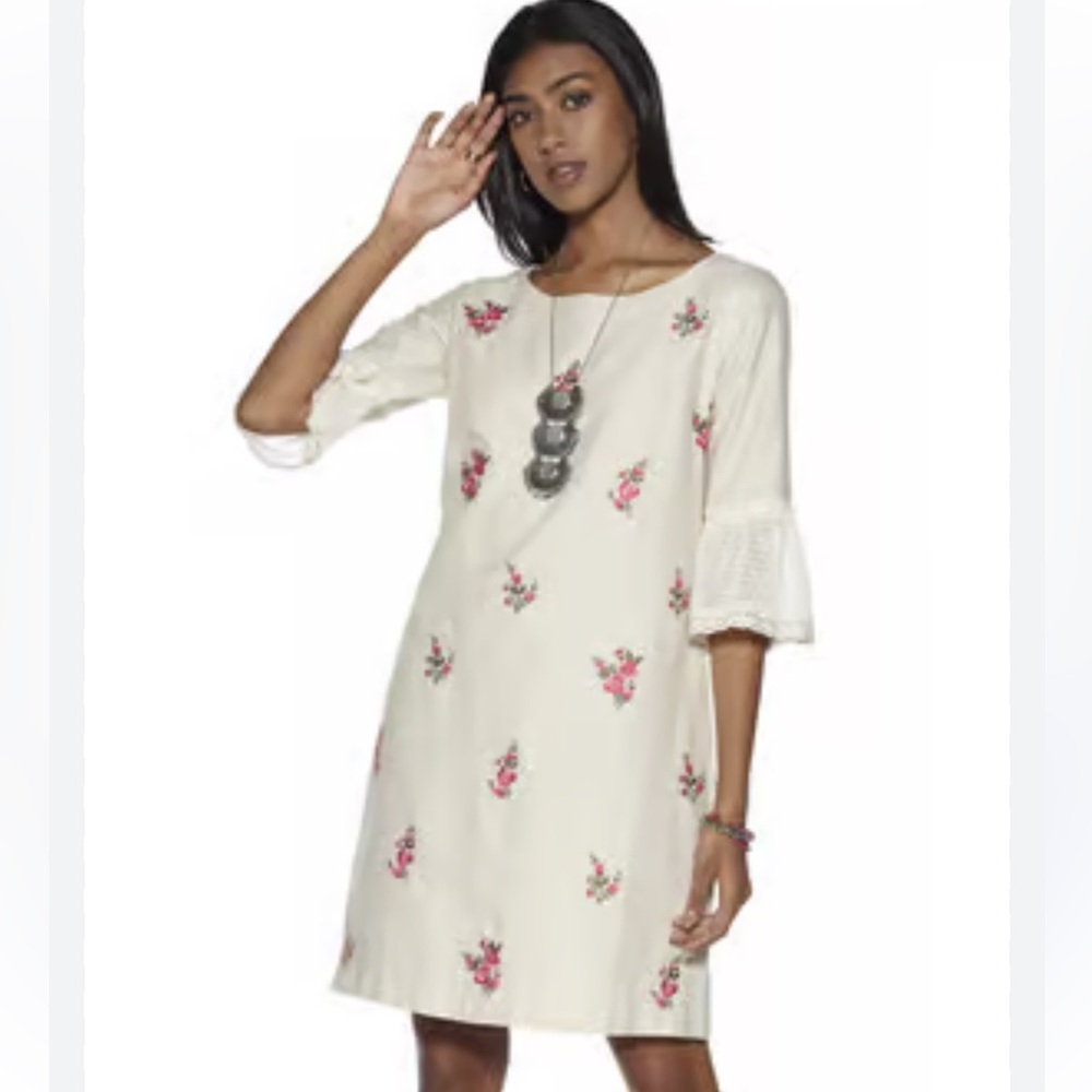 Bombay Paisley Embroidered Dress Cotton/Linen Dress Size Small